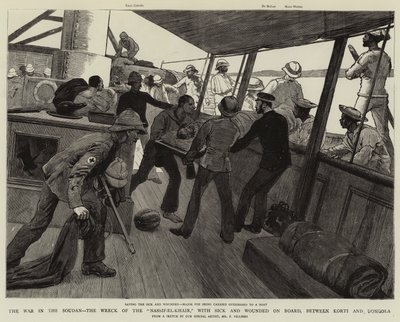 La guerra en Sudán, el naufragio del Nassif-el-Khair, con enfermos y heridos a bordo, entre Korti y Dongola de Frederic Villiers